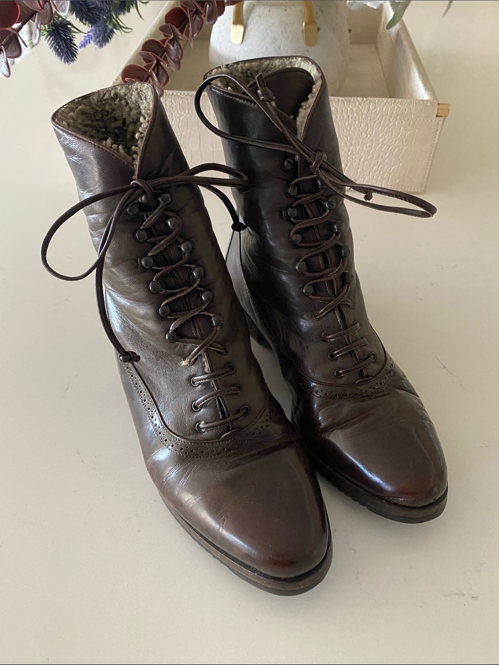 Bally Dark Brown Leather Lace-Up Ankle Boots